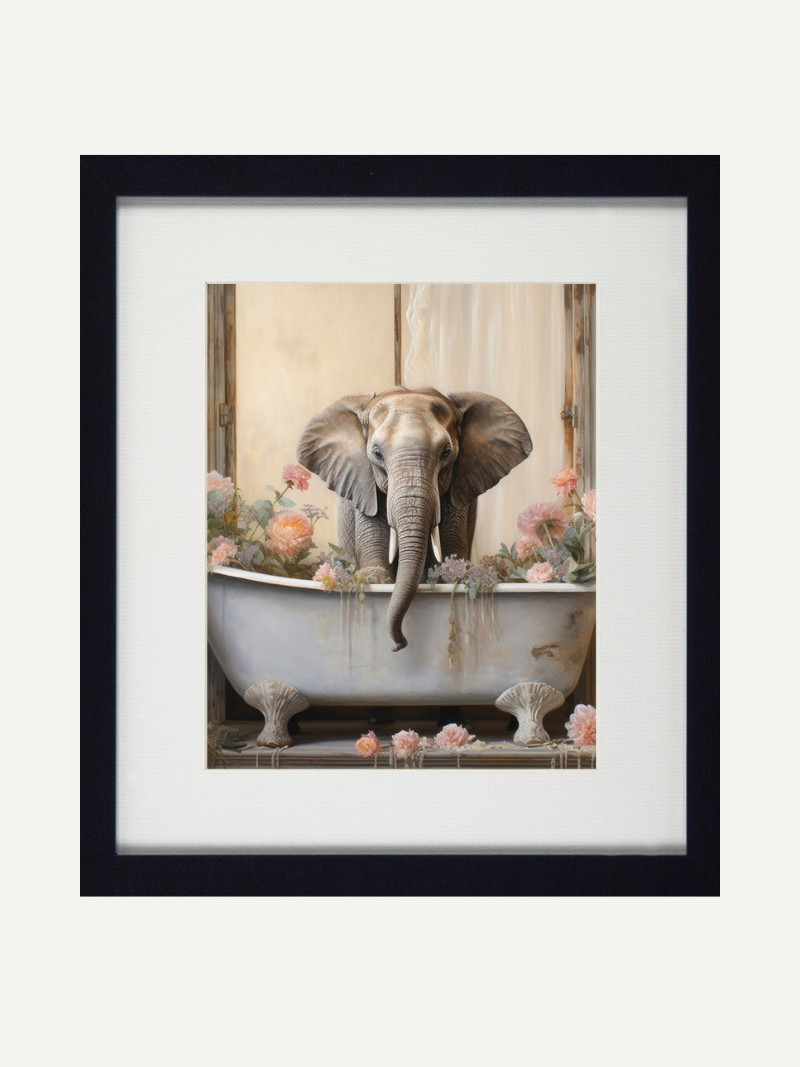 Elephant Bathroom Joy Framed Wall Art