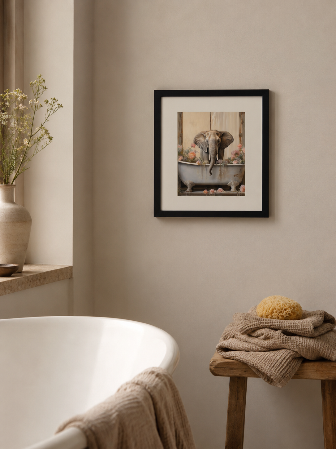 Elephant Bathroom Joy Framed Wall Art