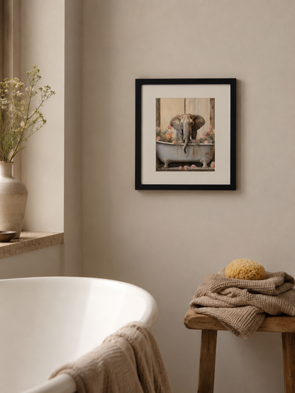 Elephant Bathroom Joy Framed Wall Art