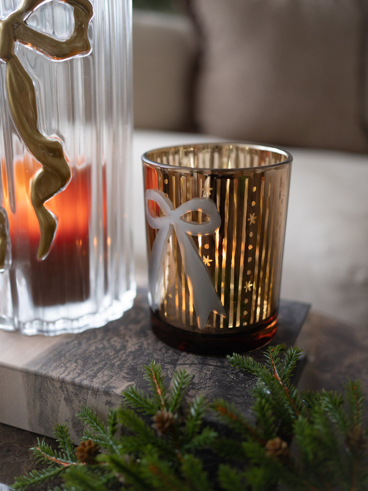 Embossed Bow Candle Holders &amp; Palm Tree Book Boxes Styling Bundle