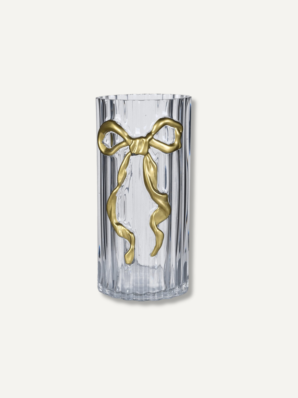 Embossed Gold Bow Candle Holder