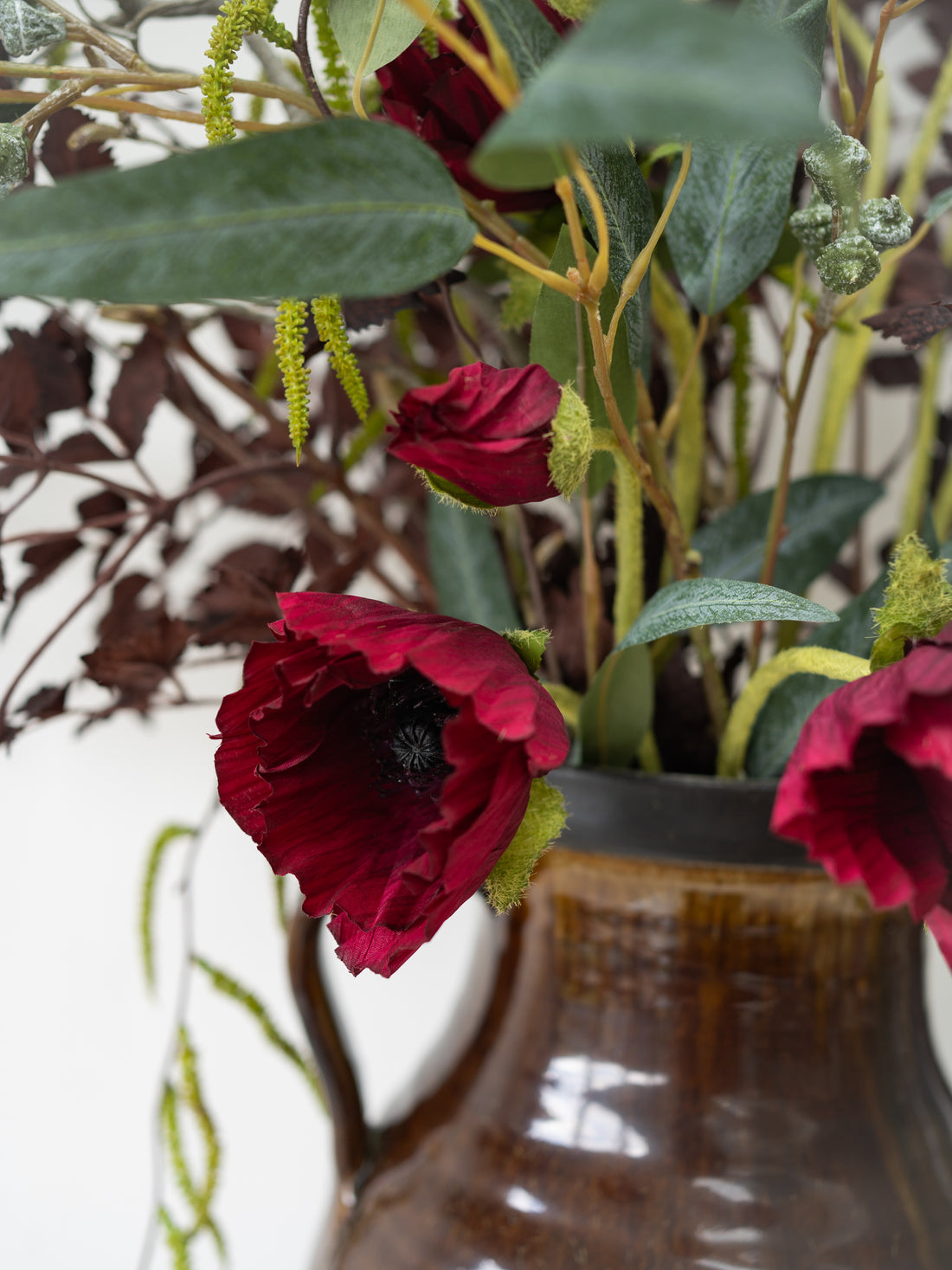 Faux Ruby Poppy Stem