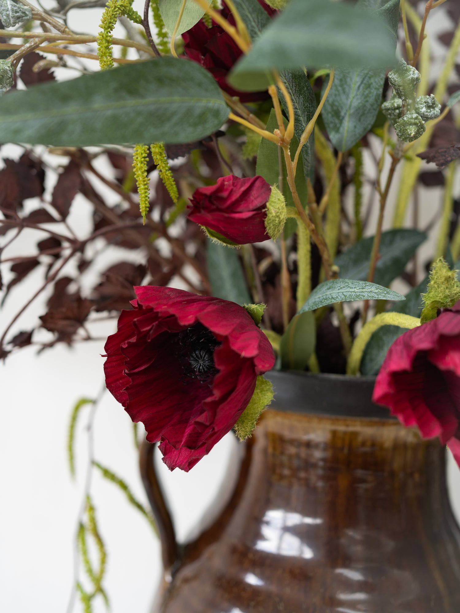 Faux Ruby Poppy Stem