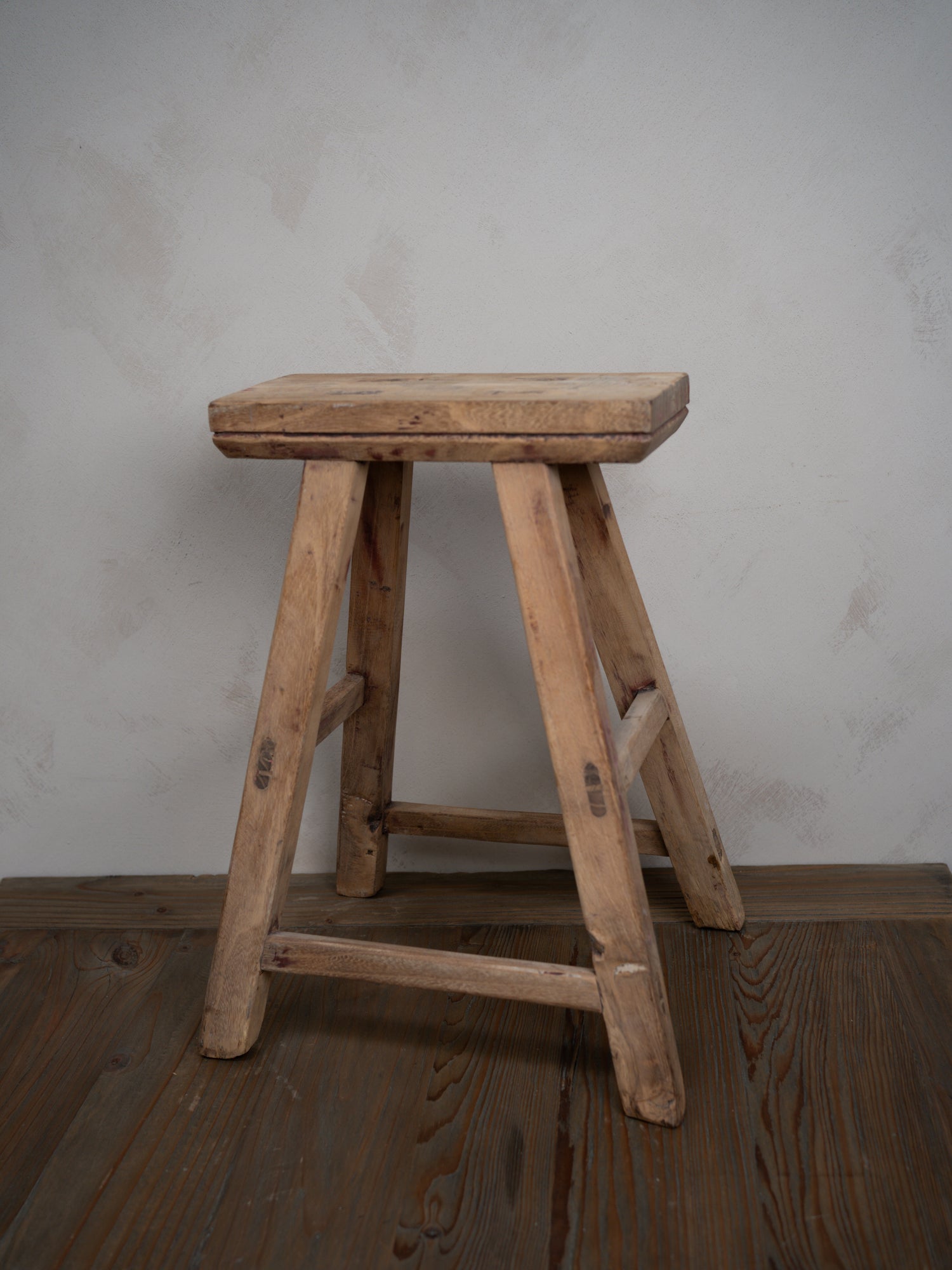 Tall Reclaimed Wooden Milking Stool - Style E