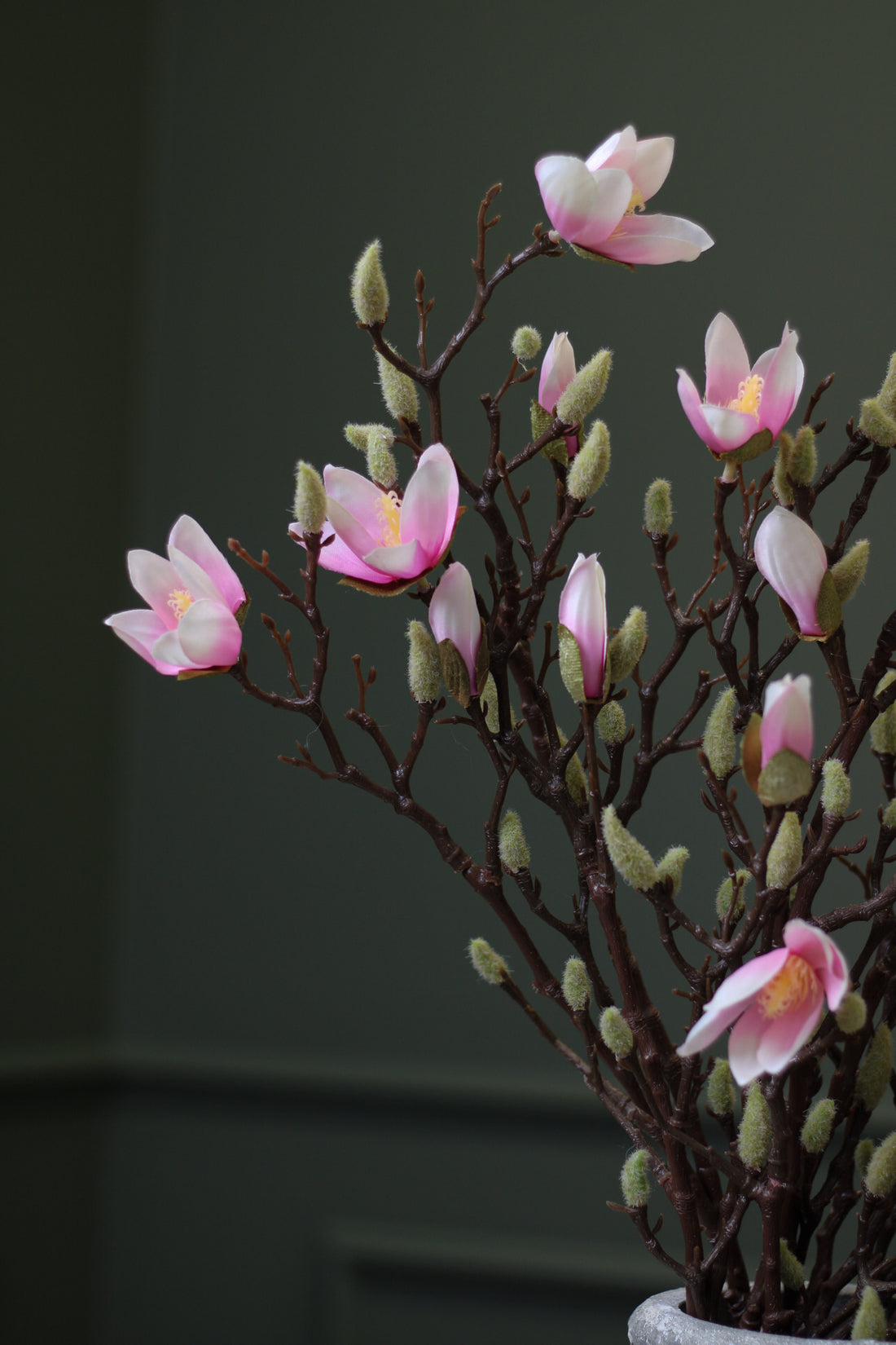Faux Pale Pink Magnolia Stem