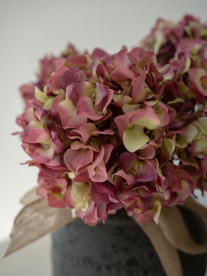 Faux Real Feel Mauve and Crimson Hydrangea Stem