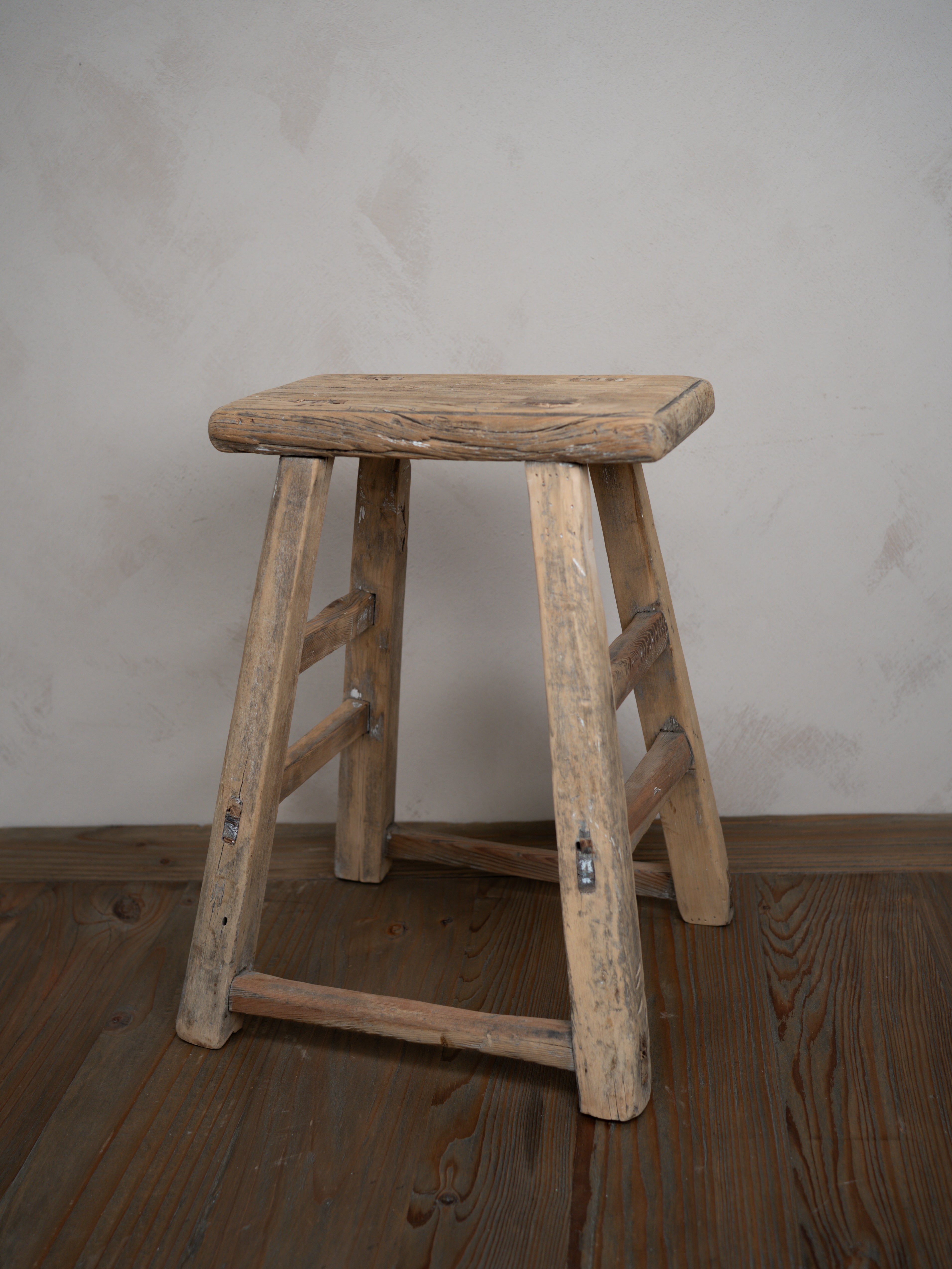 Tall Reclaimed Wooden Milking Stool - Style D