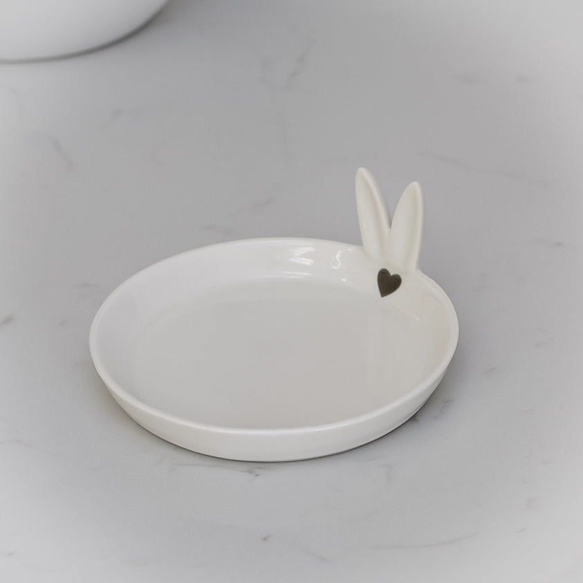 Bunny Ears White Ceramic Dish