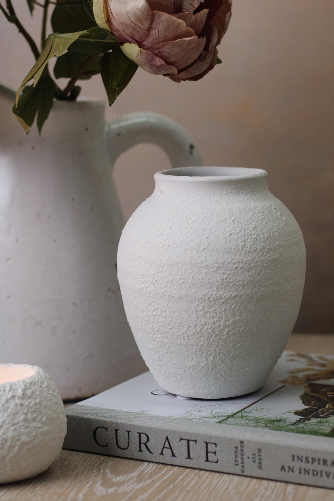 white textured ceramic vase