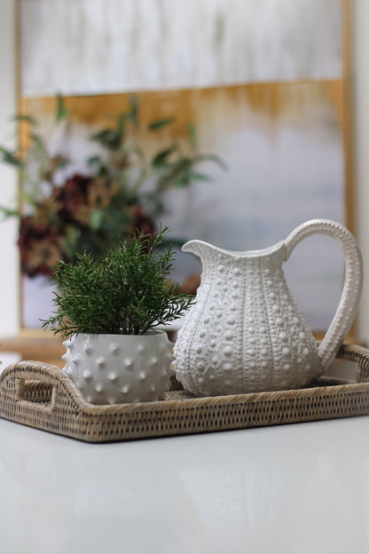 White Spiked Ceramic Planter