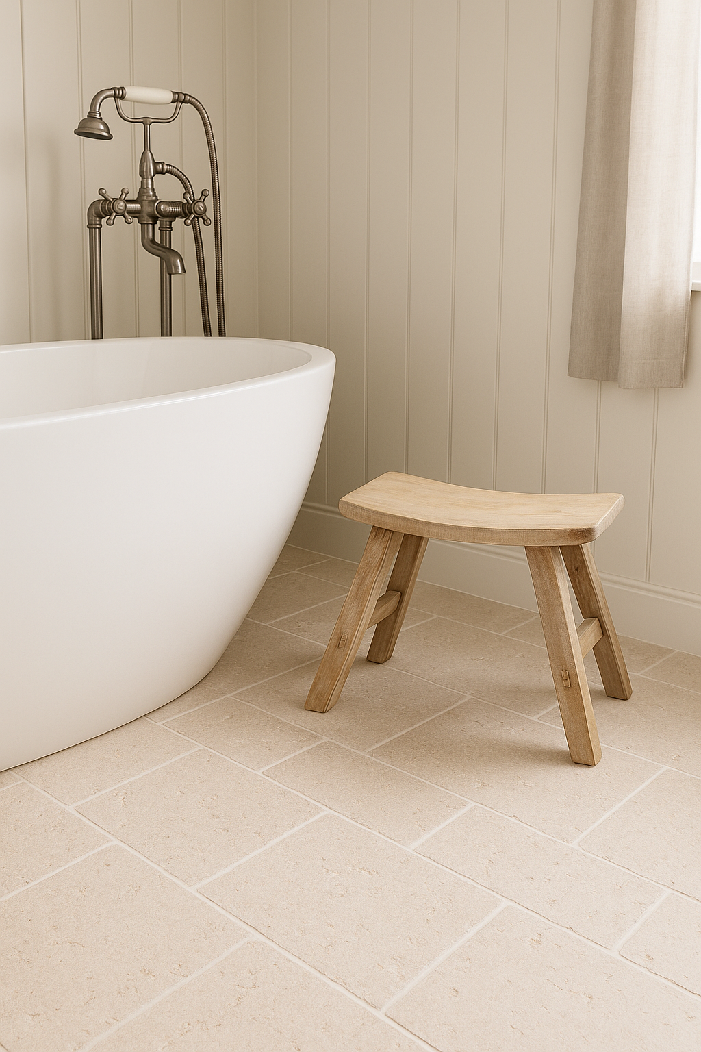 Farmhouse arched wooden stool