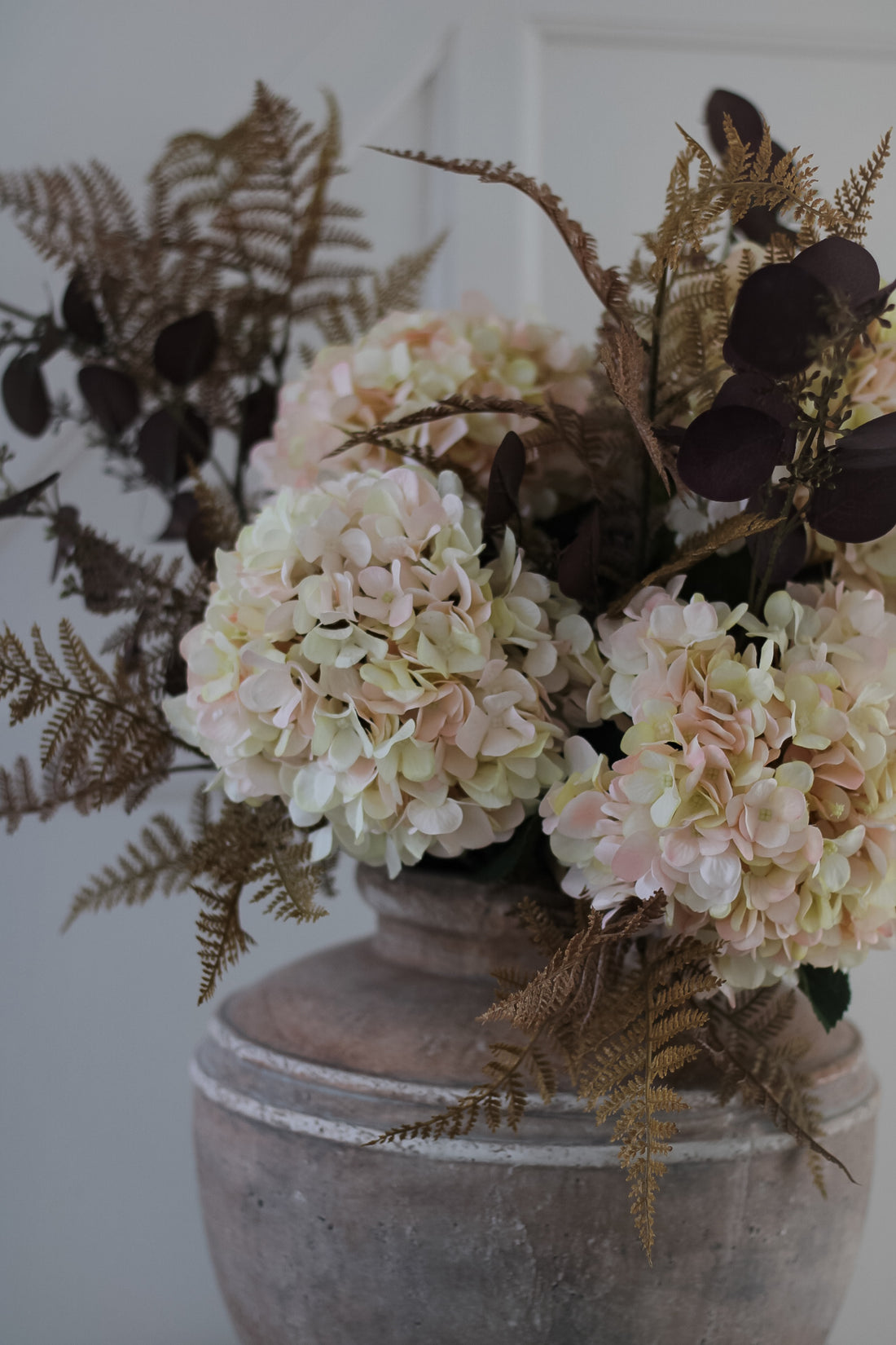 Faux Autumn Cream Hydrangea Stem