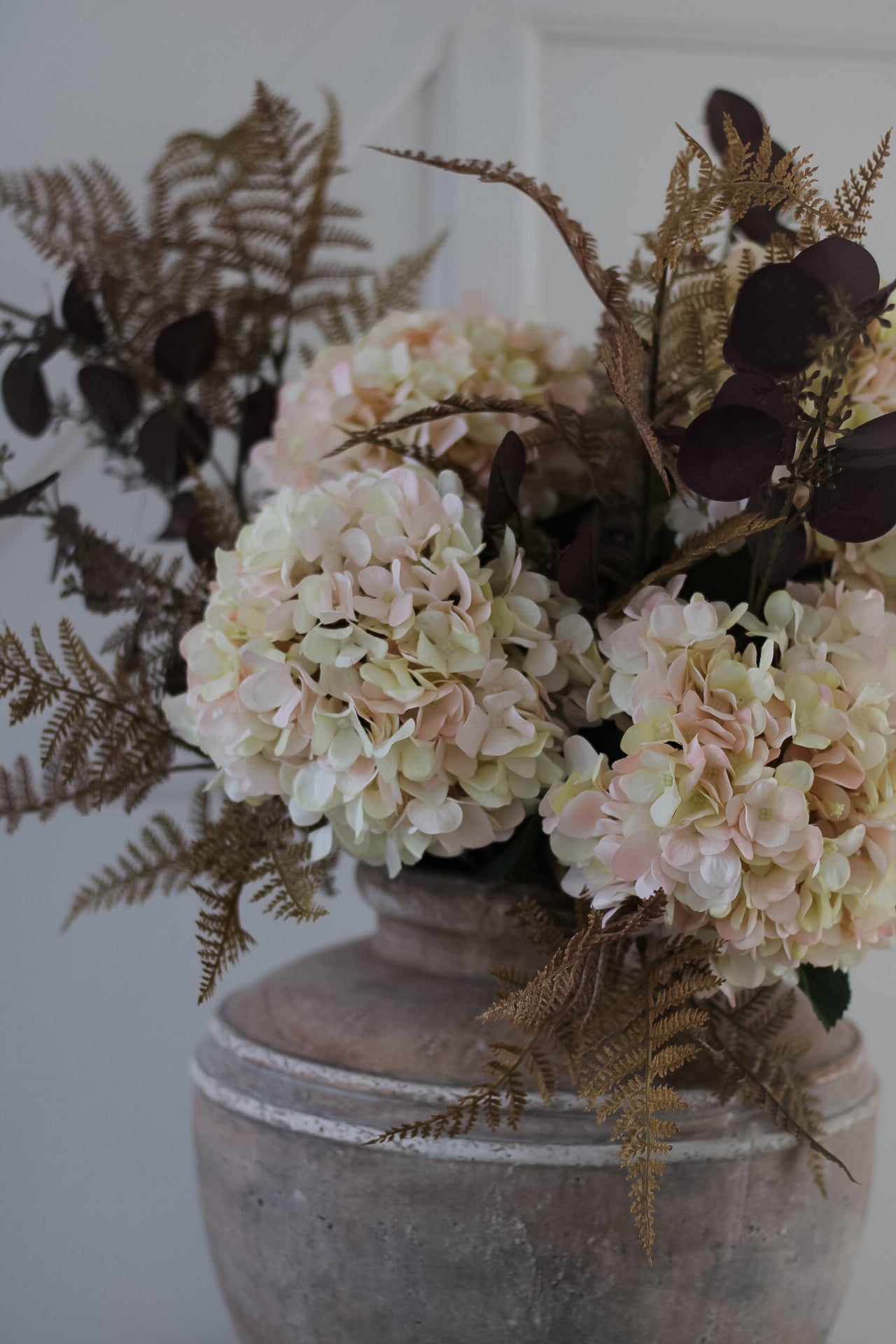 Faux Autumn Cream Hydrangea Stem