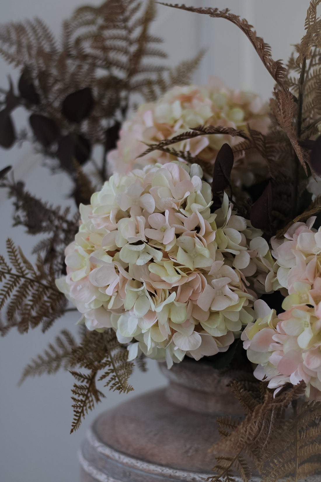 Faux Autumn Cream Hydrangea Stem
