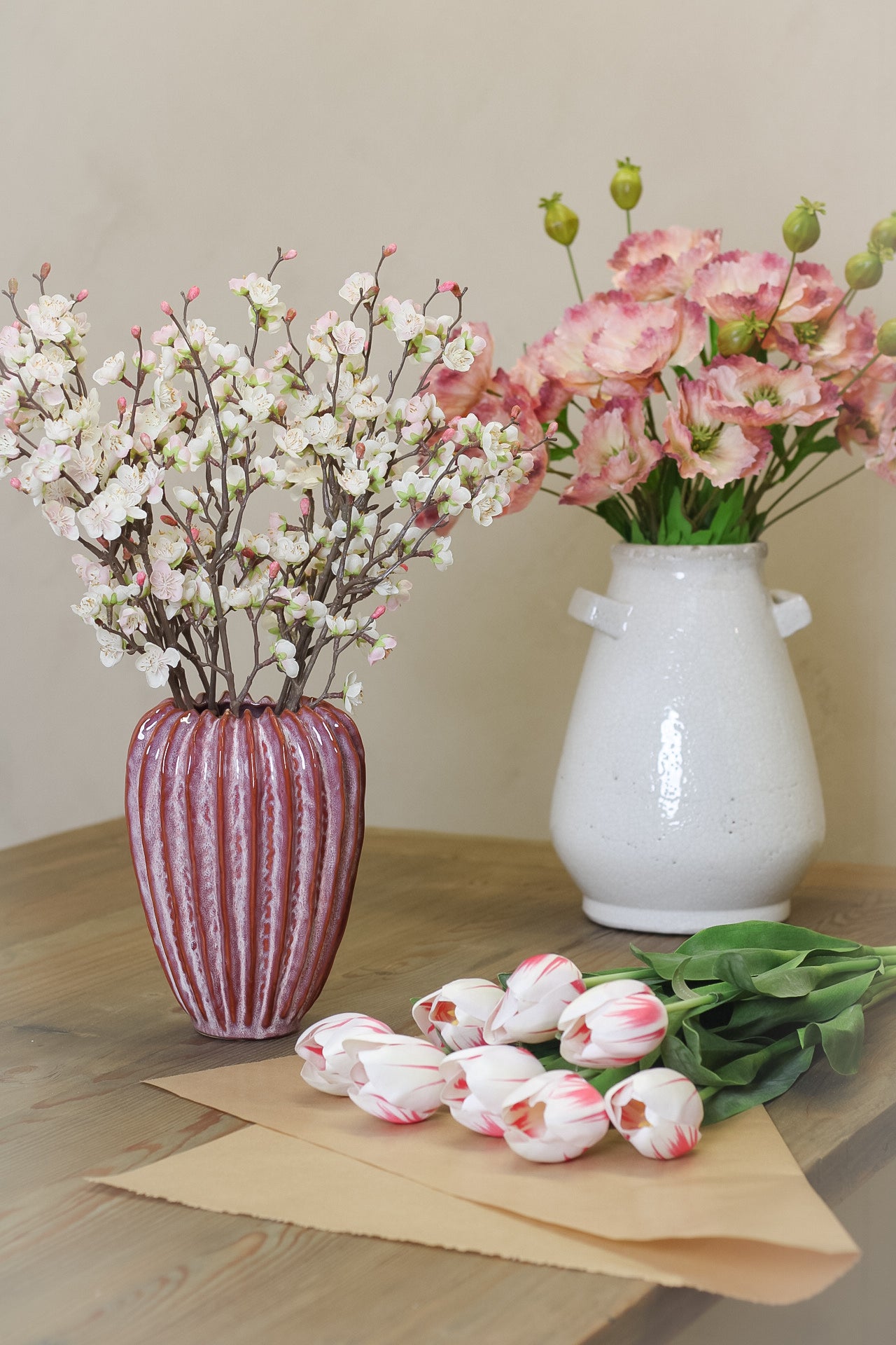 Faux Blush Plum Blossom Stem