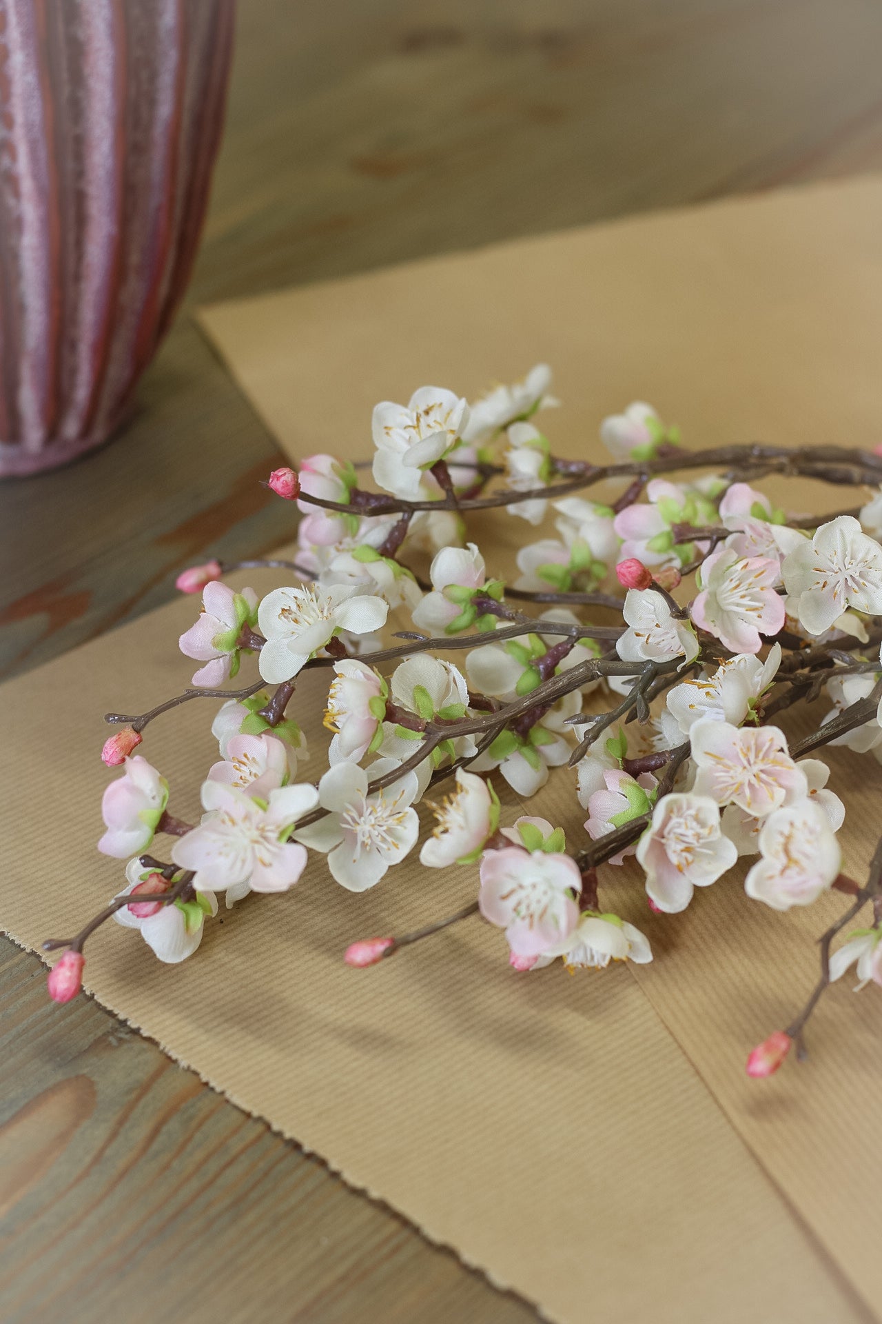 Faux Blush Plum Blossom Stem
