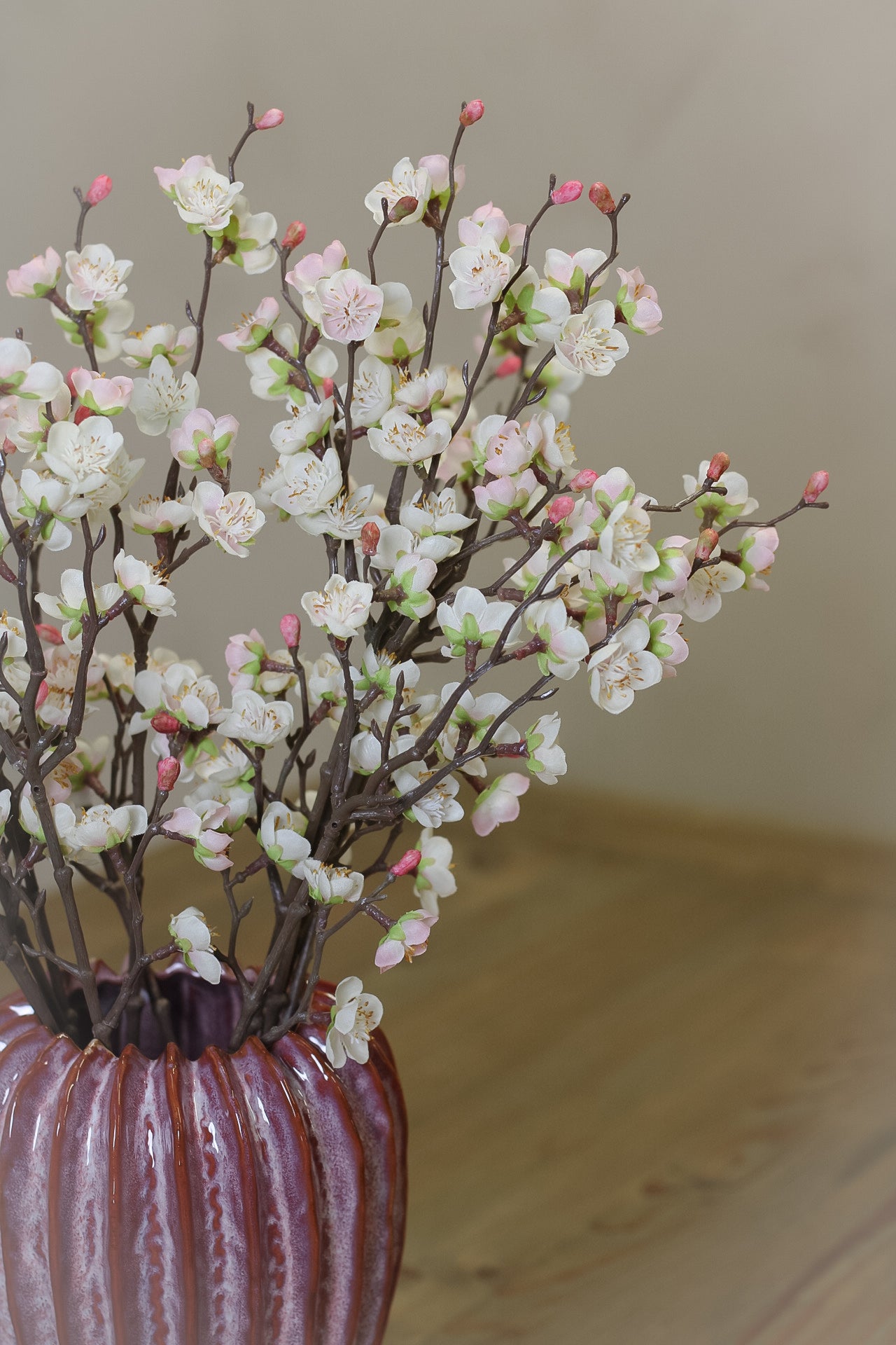 Faux Blush Plum Blossom Stem