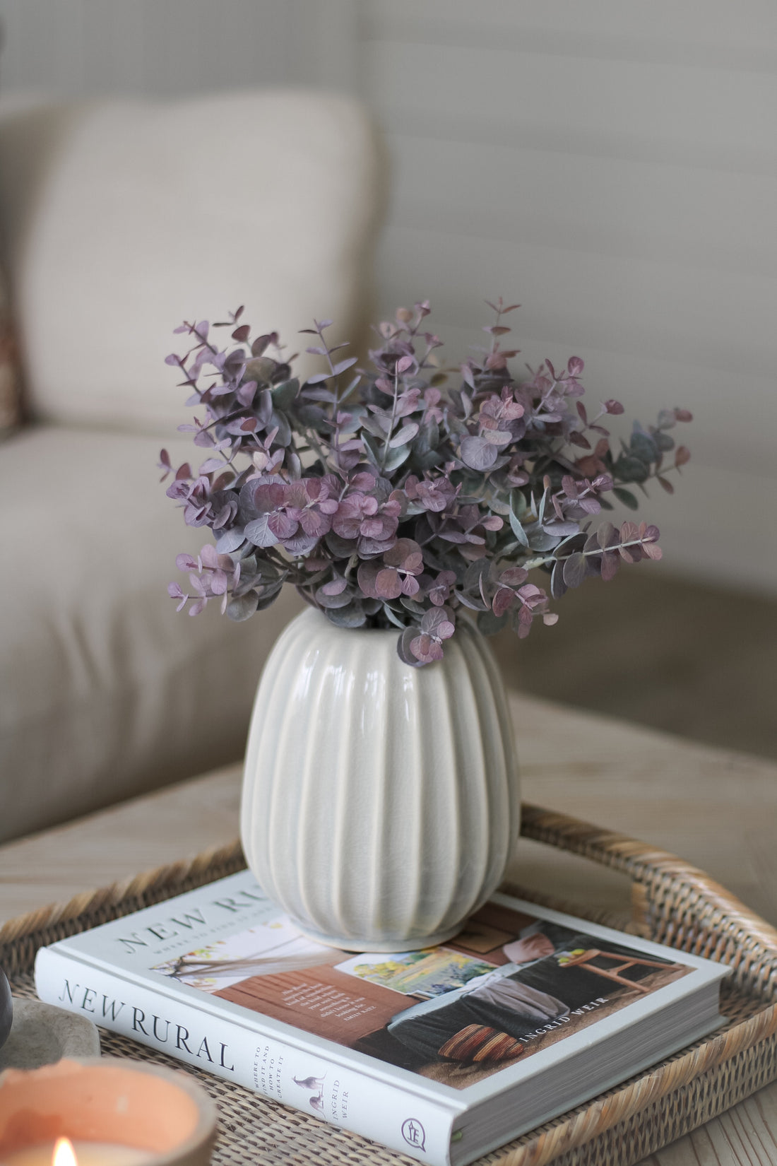 Faux Burgundy Tipped Eucalyptus Bush