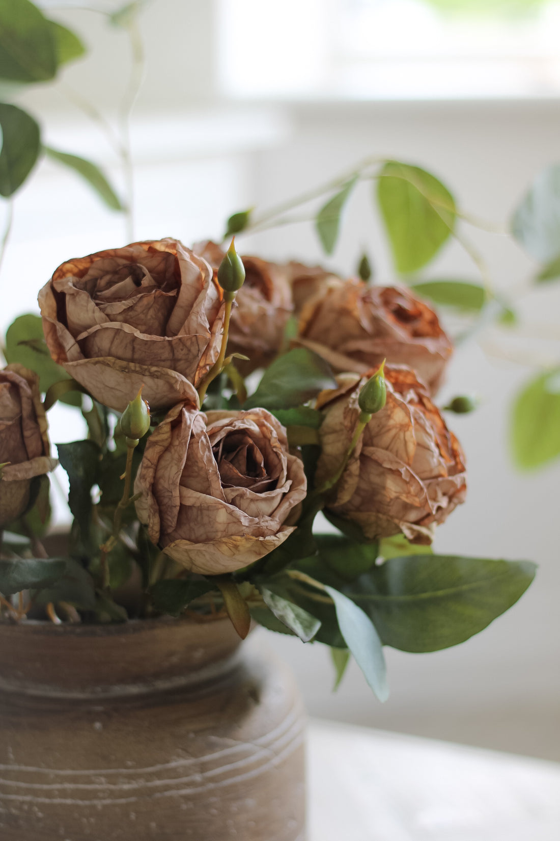 Faux Cappuccino Dried Rose Stem