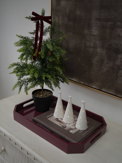 Faux Christmas Tree, LED Christmas Trees &amp; Merlot Tray Styling Bundle