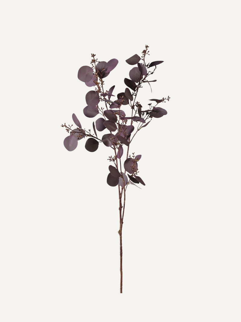 Faux Deep Aubergine Eucalyptus Spray with Berries