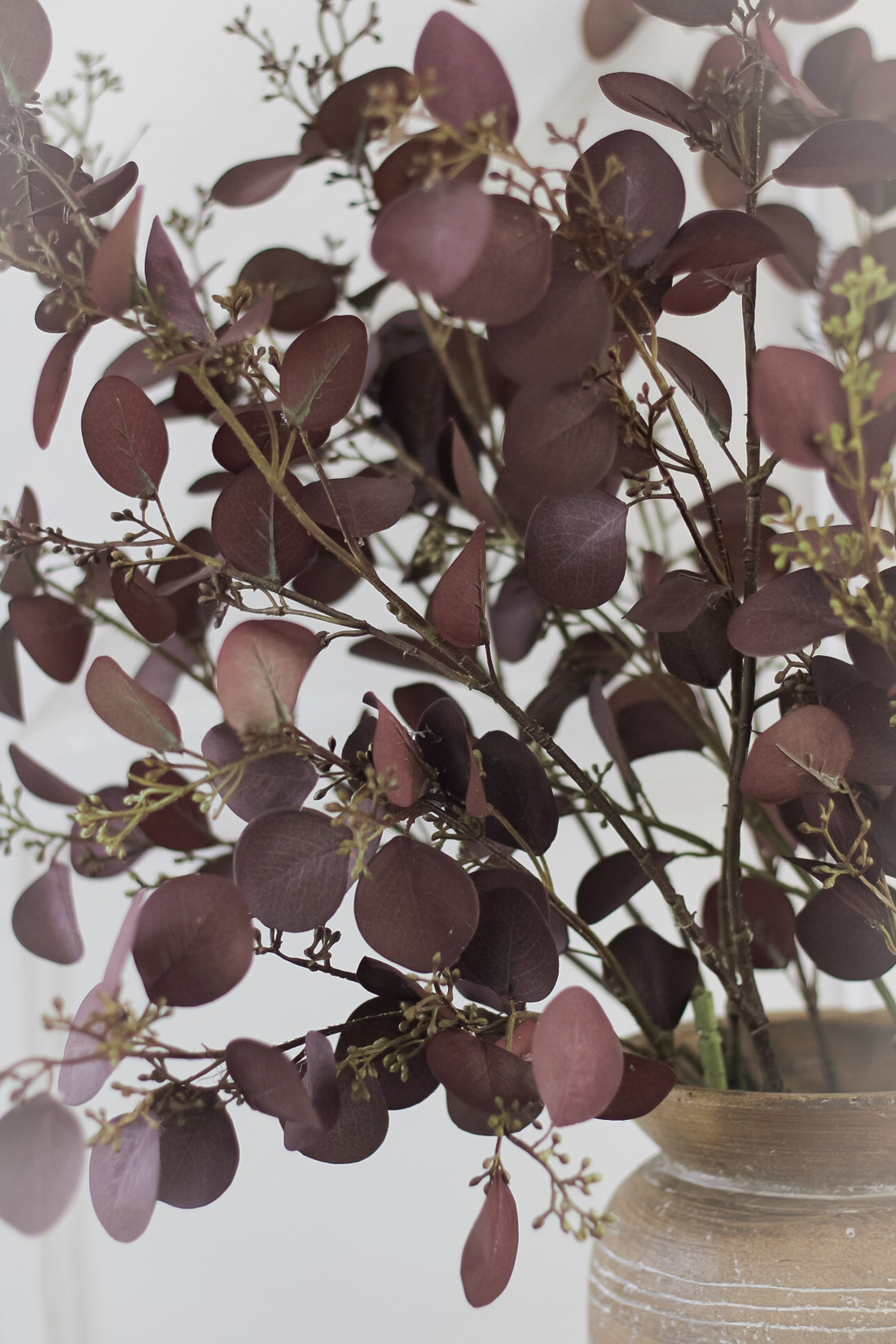 Faux Deep Aubergine Eucalyptus Spray with Berries