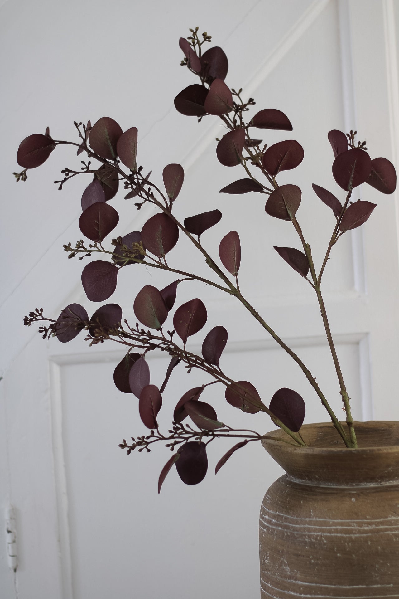 Faux Deep Aubergine Eucalyptus Spray with Berries