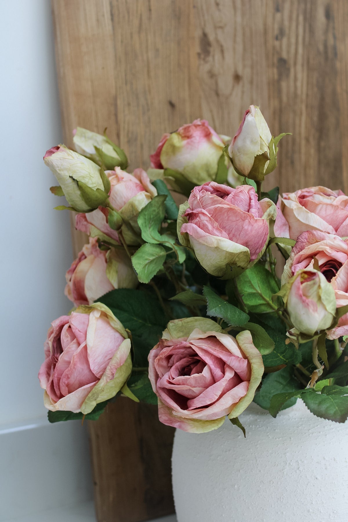 Faux Dried Soft Pink Rose Spray - Ivy Grey Interiors