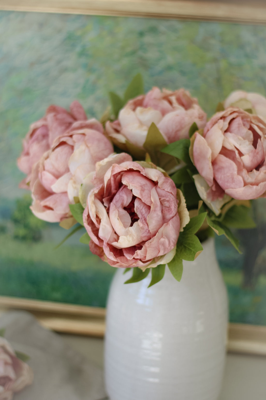 Faux Dusky Pink Dried Closed Peony Stem