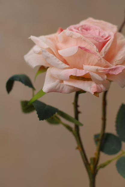 Faux Dusky Pink Dried Touch Rose Spray