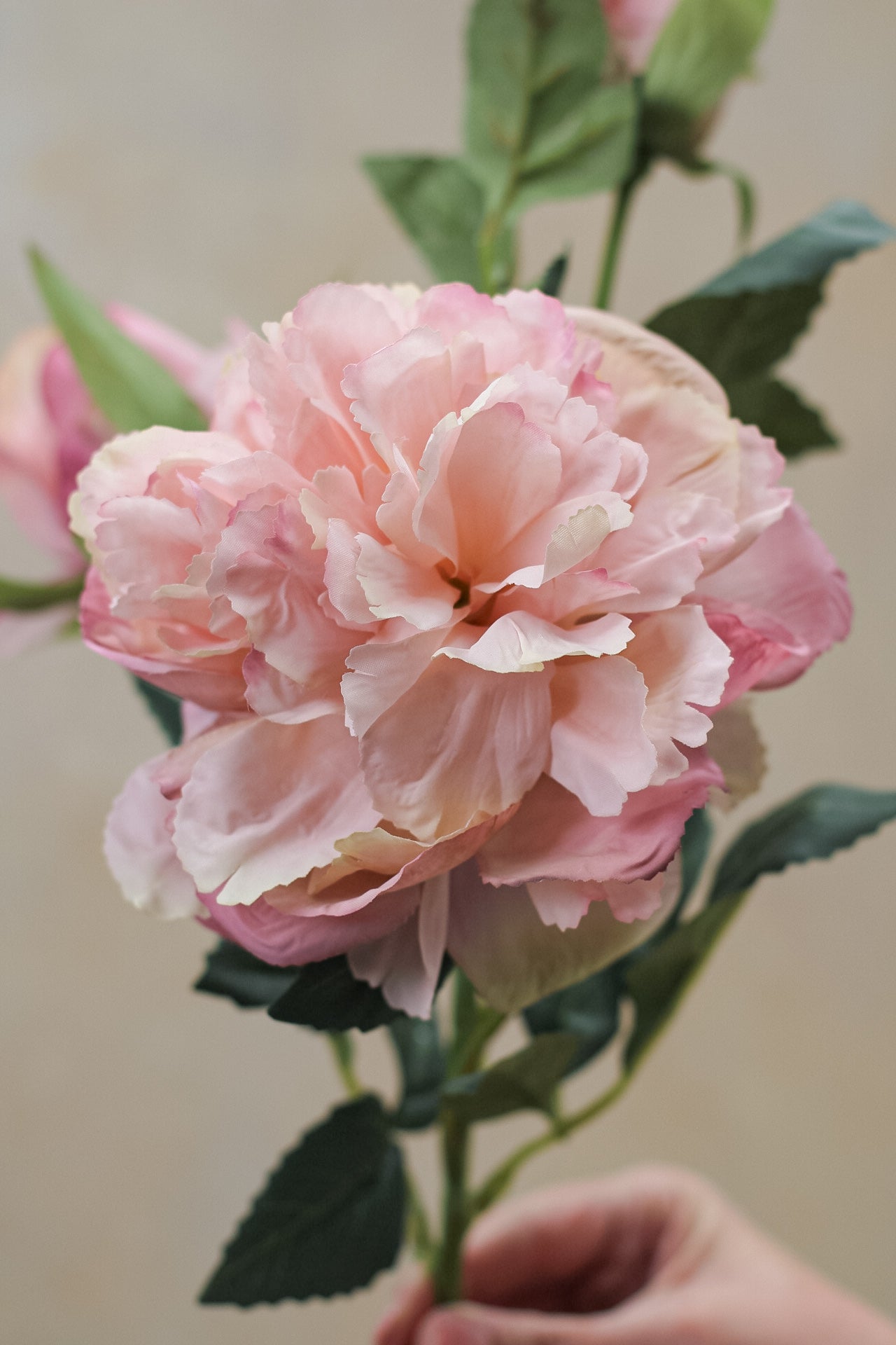 Faux Dusky Pink Peony &amp; Rose Spray