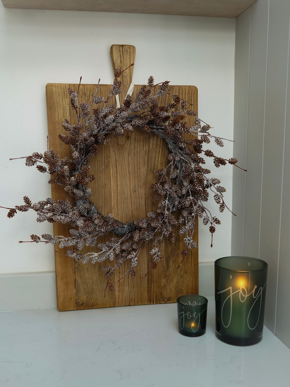 Faux Frosted Pinecone and Twig Wreath