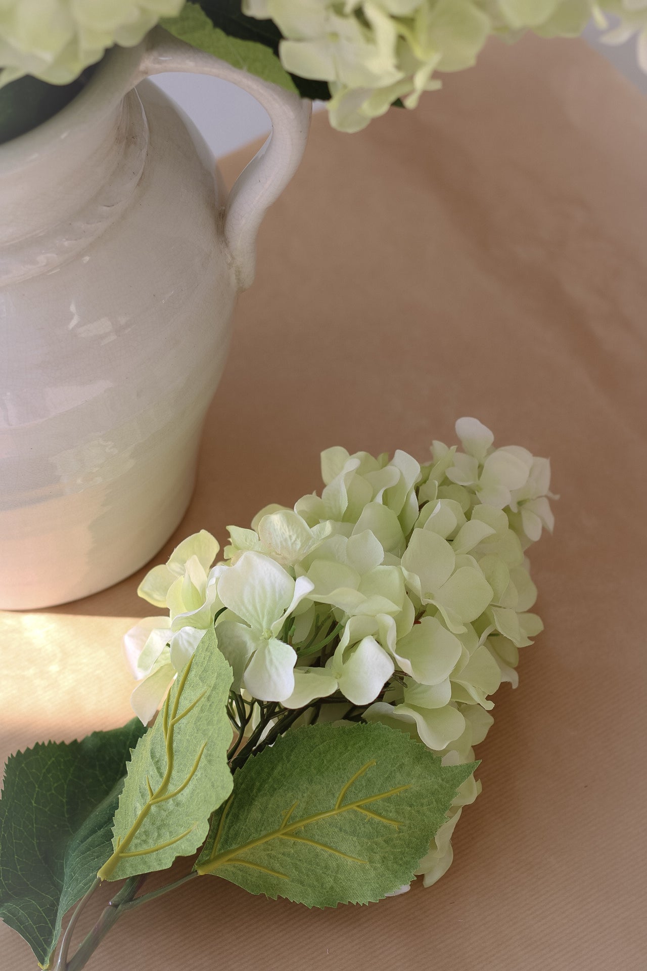 Faux Green Paniculata Hydrangea Stem