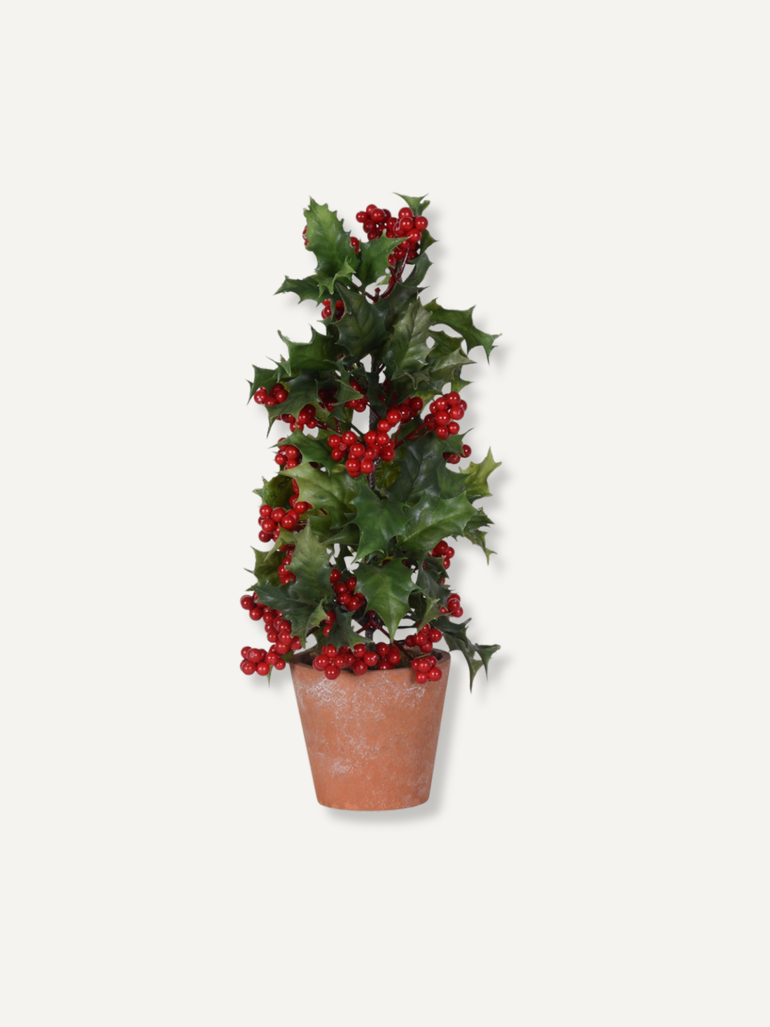 Faux Holly Bush in Rustic Pot