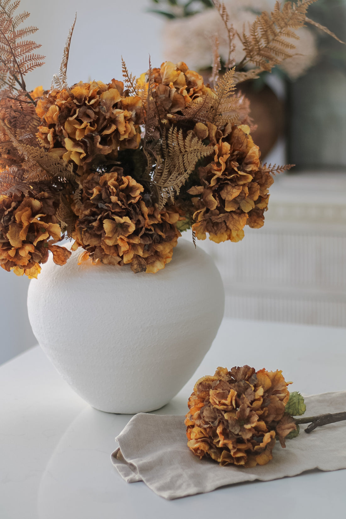Faux Honey Dried Ruffle Hydrangea