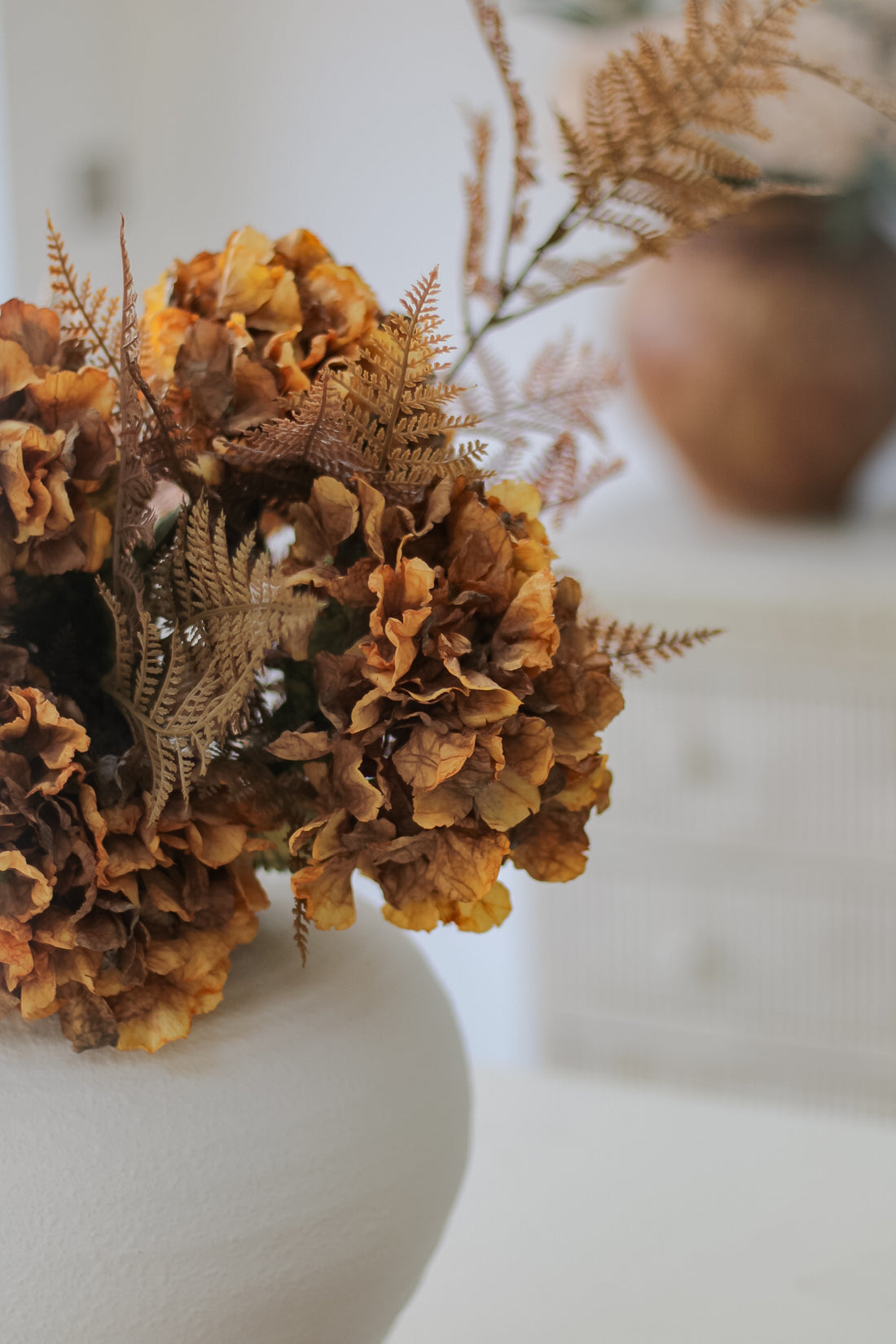 Faux Honey Dried Ruffle Hydrangea