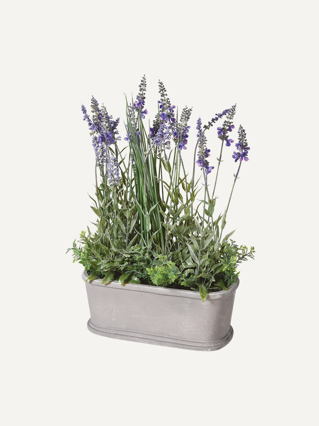 faux lavender potted plant Faux Lavender Plant in Oval Grey Planter