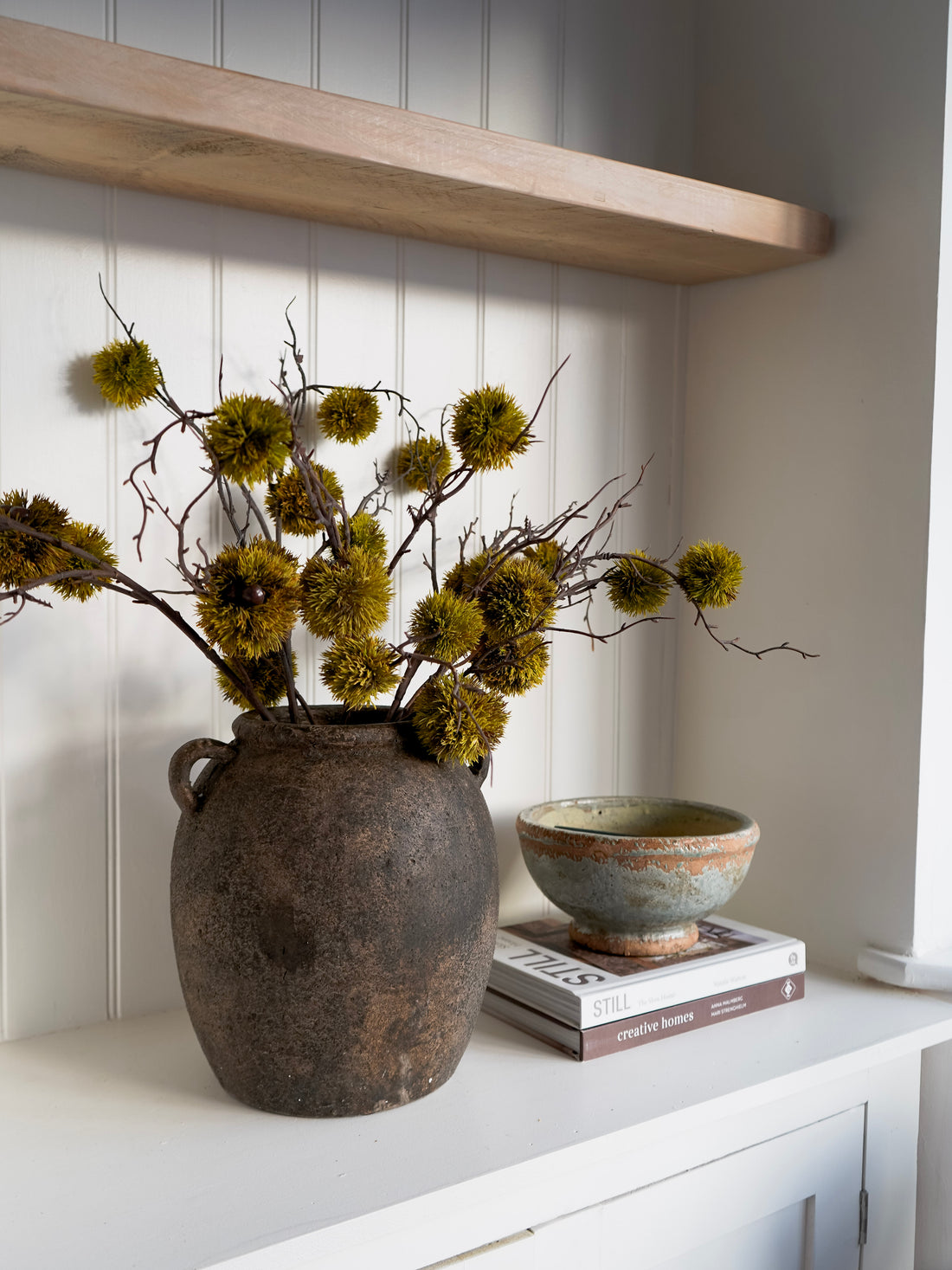 Faux Moss Chestnut Spray