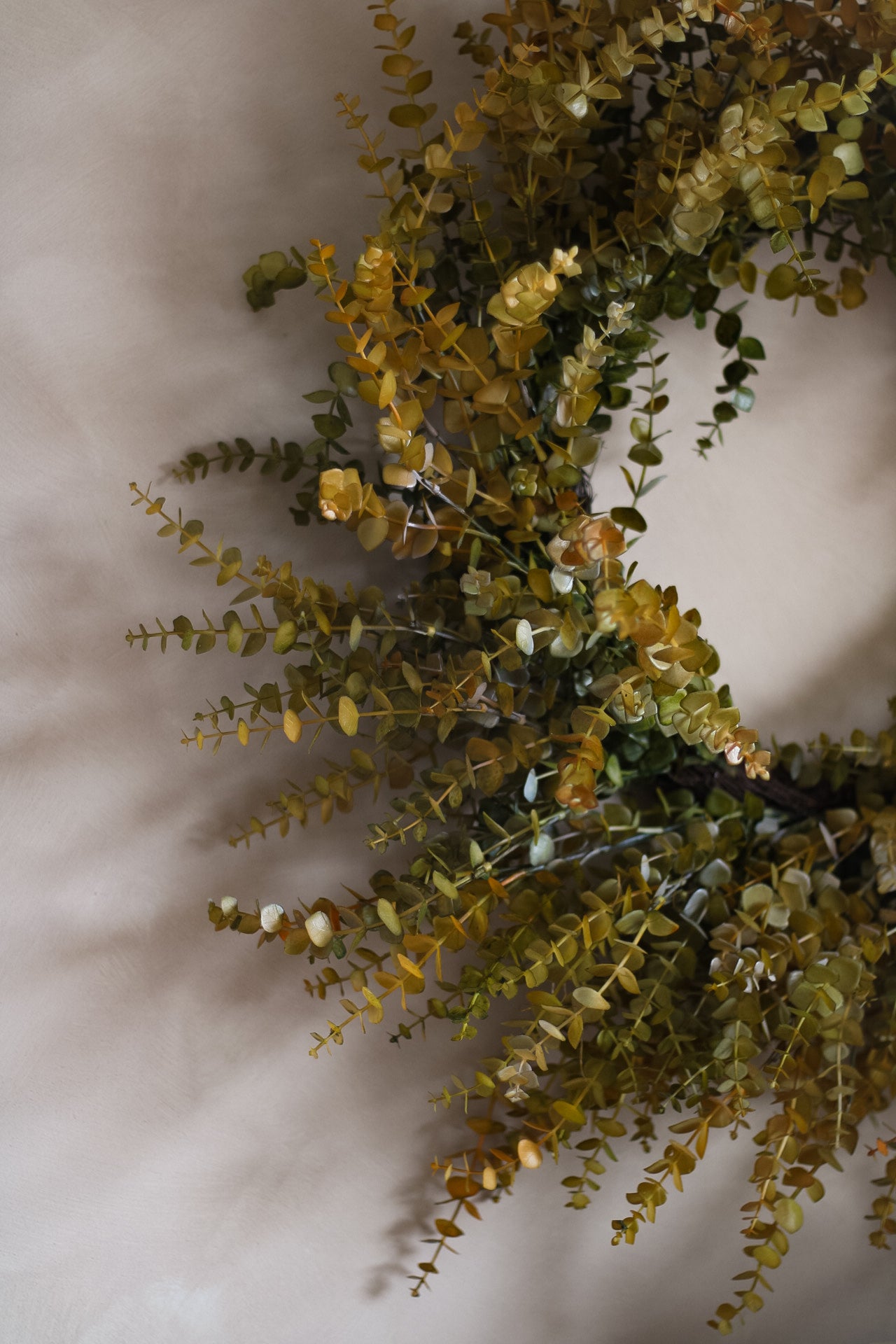 Faux Olive Green and Honey Leafy Wreath