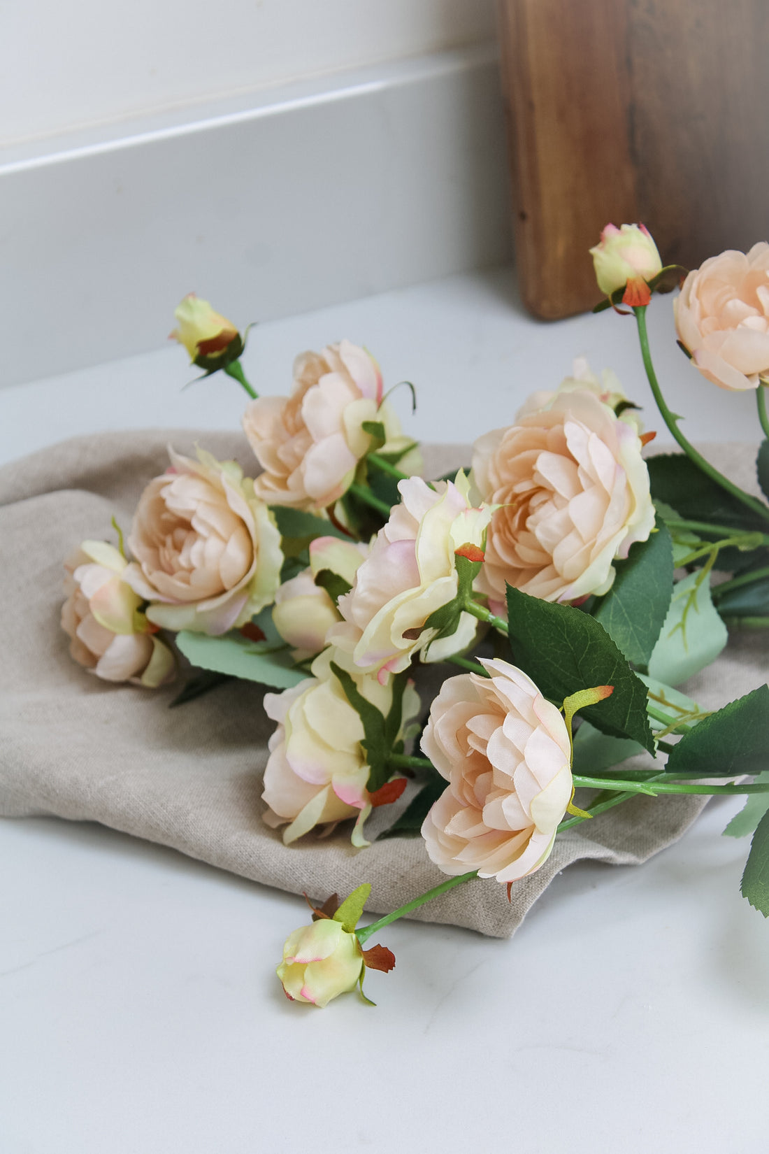 Faux Pale Blush Rose Stem