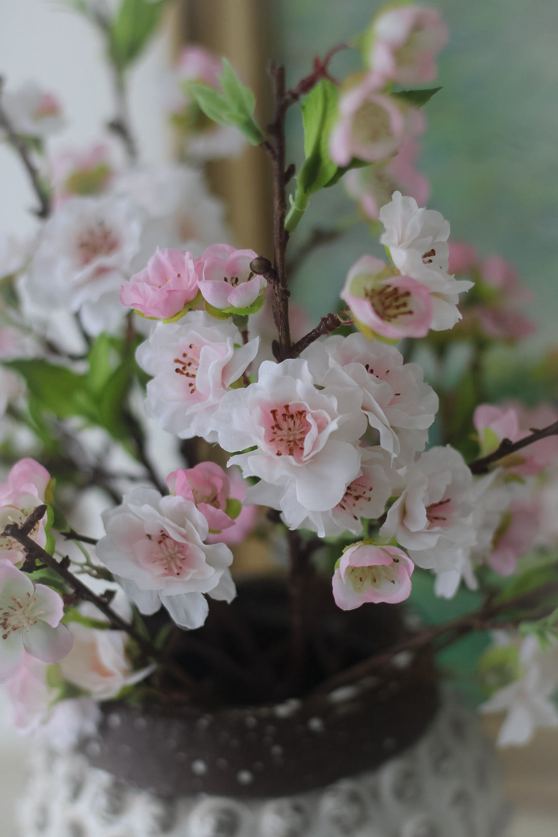 Faux Pale Pink Short Stemmed Blossom Spray
