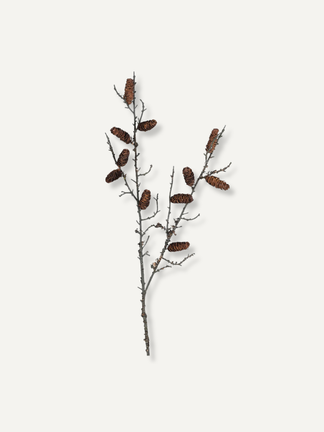 Faux Pine Cone with Moss Stem