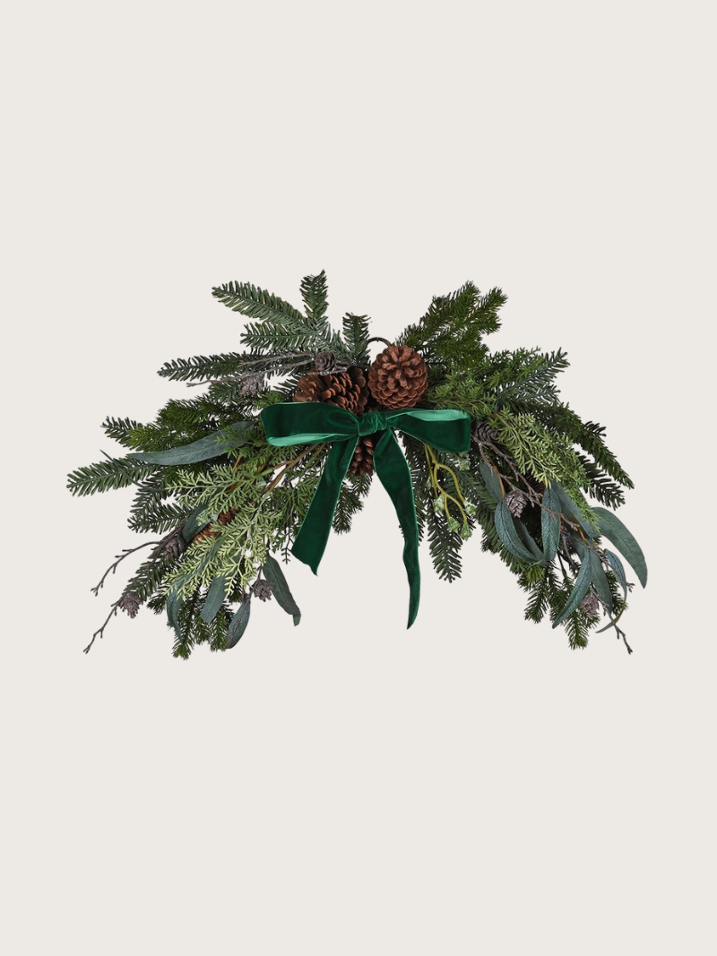 Faux Pine Foliage Bow Swag Wreath