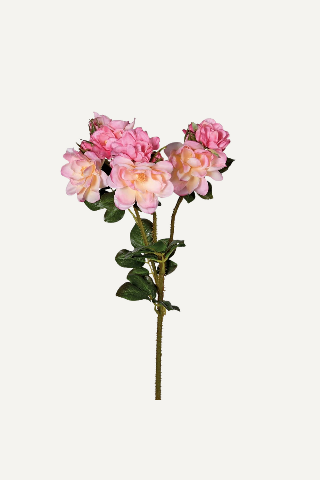 Faux Pink Cottage Rose Stem