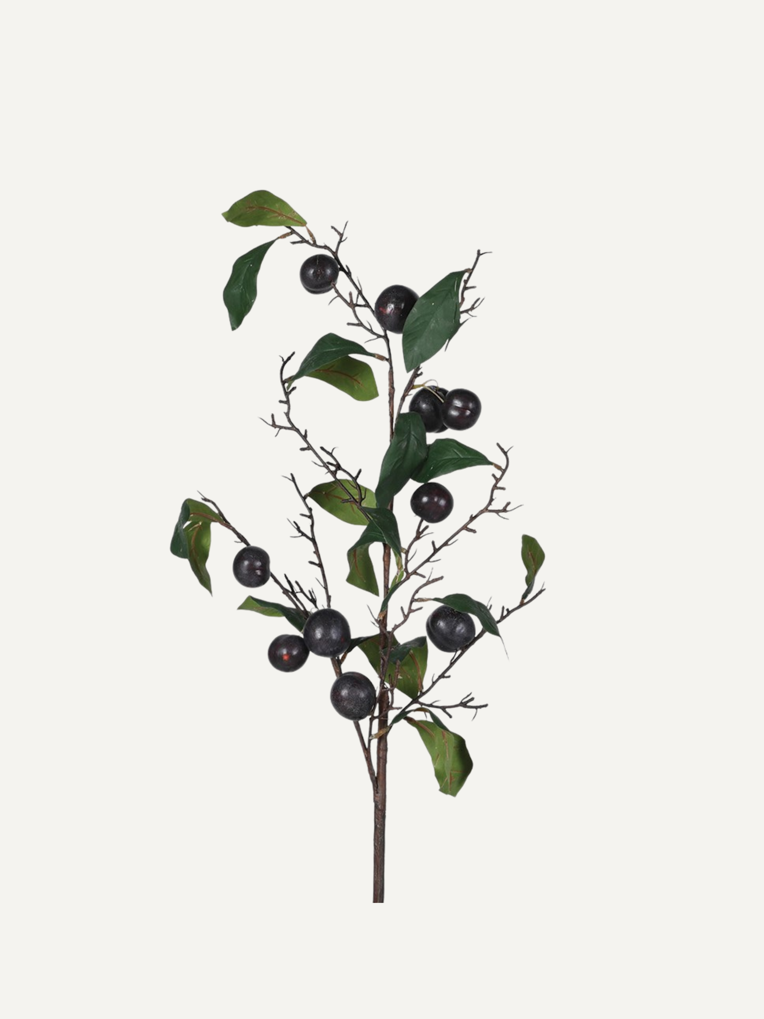 Faux Plum with Leaves Branch