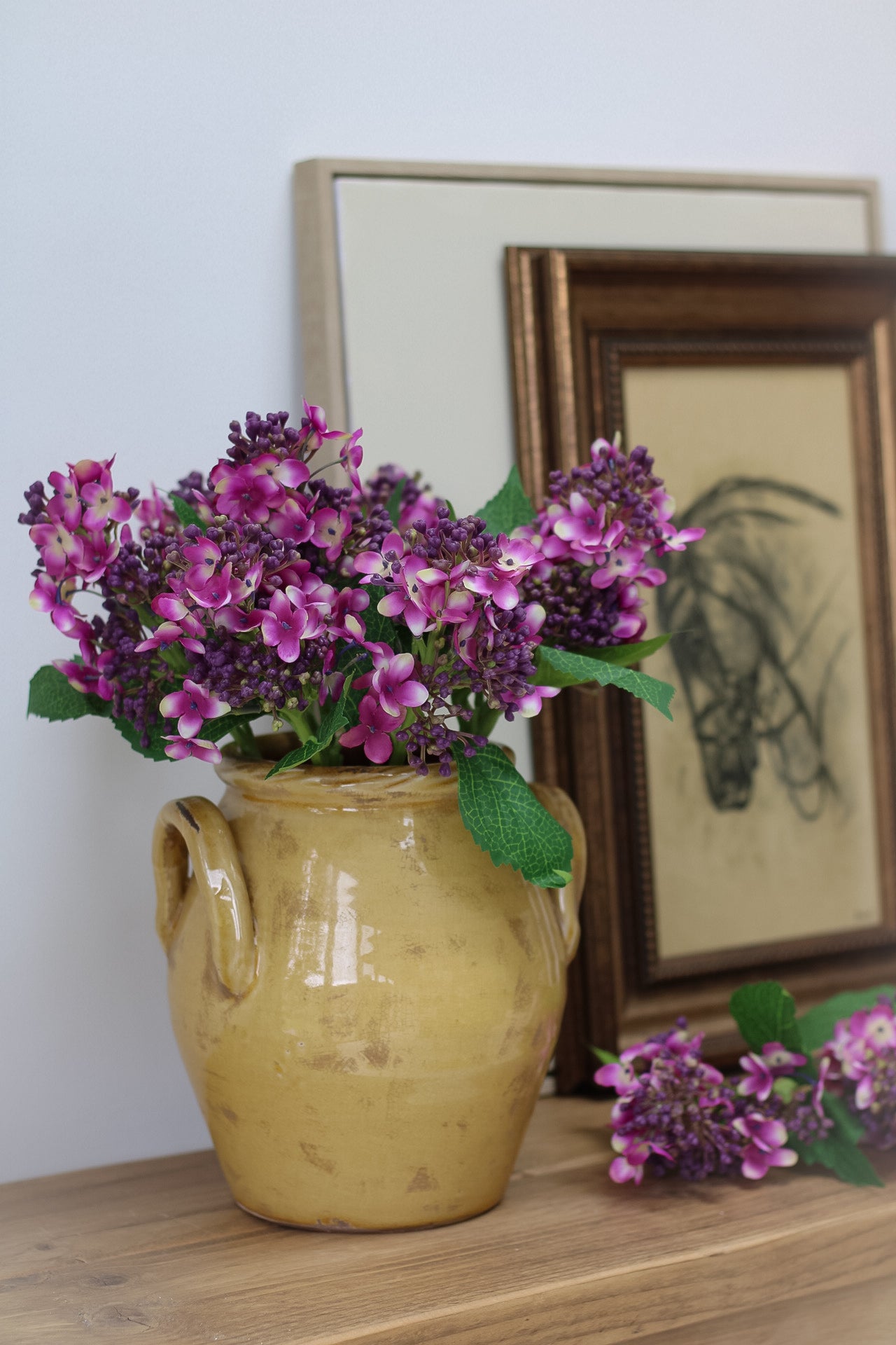 Faux Purple Budding Hydrangea Stem