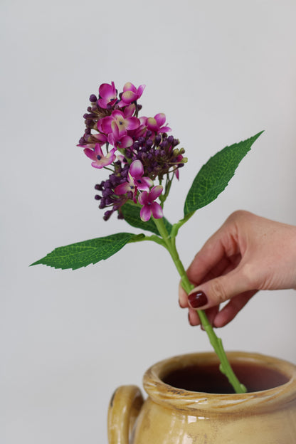 Faux Purple Budding Hydrangea Stem