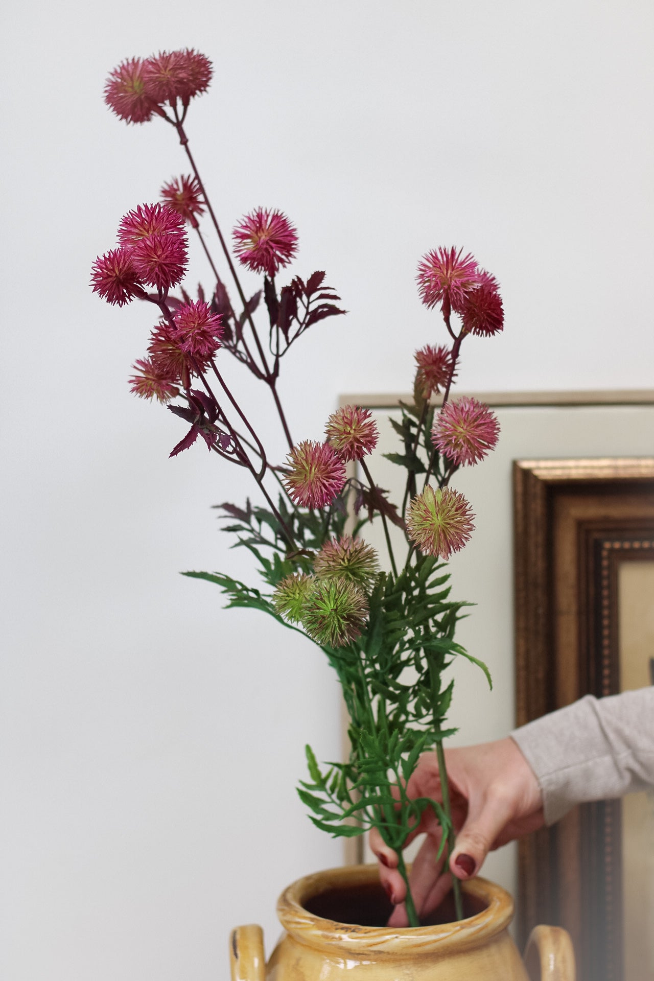 Faux Purple Globe Thistle Spray