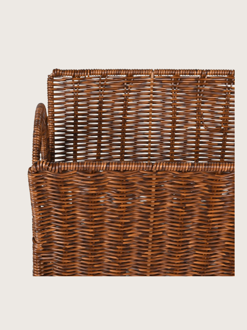 Wicker basket on a light gray background