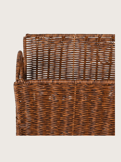 Wicker basket on a light gray background